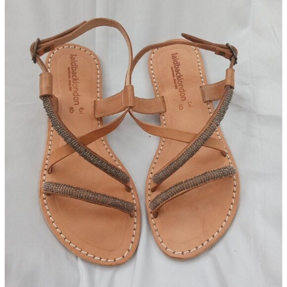 LaidBack London Azari Slingback Sandals in black Size 8 Women (Runs Small) - Picture 2 of 9